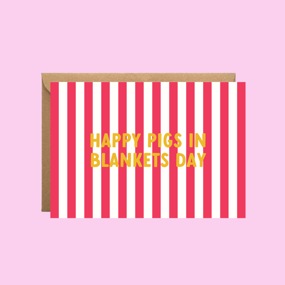 Pigs in Blankets Gold Foil Christmas Card