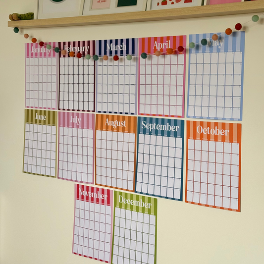 Stripe Monthly Undated Wall Planner