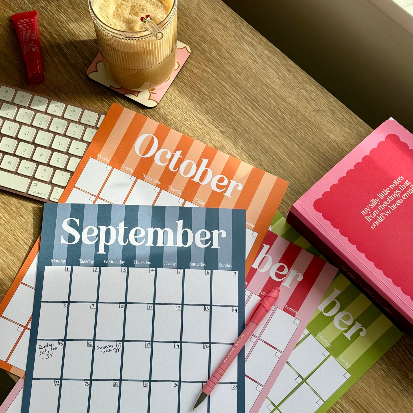 Stripe Monthly Undated Wall Planner