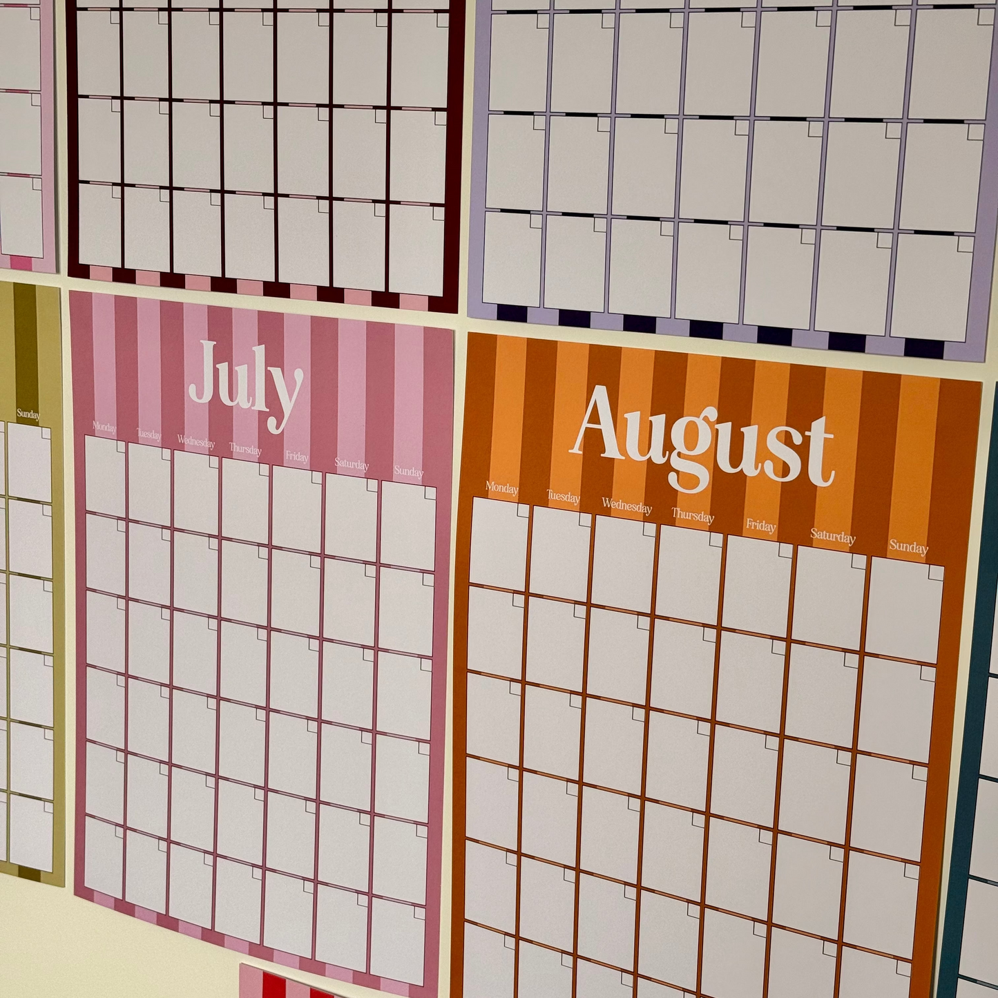 Stripe Monthly Undated Wall Planner