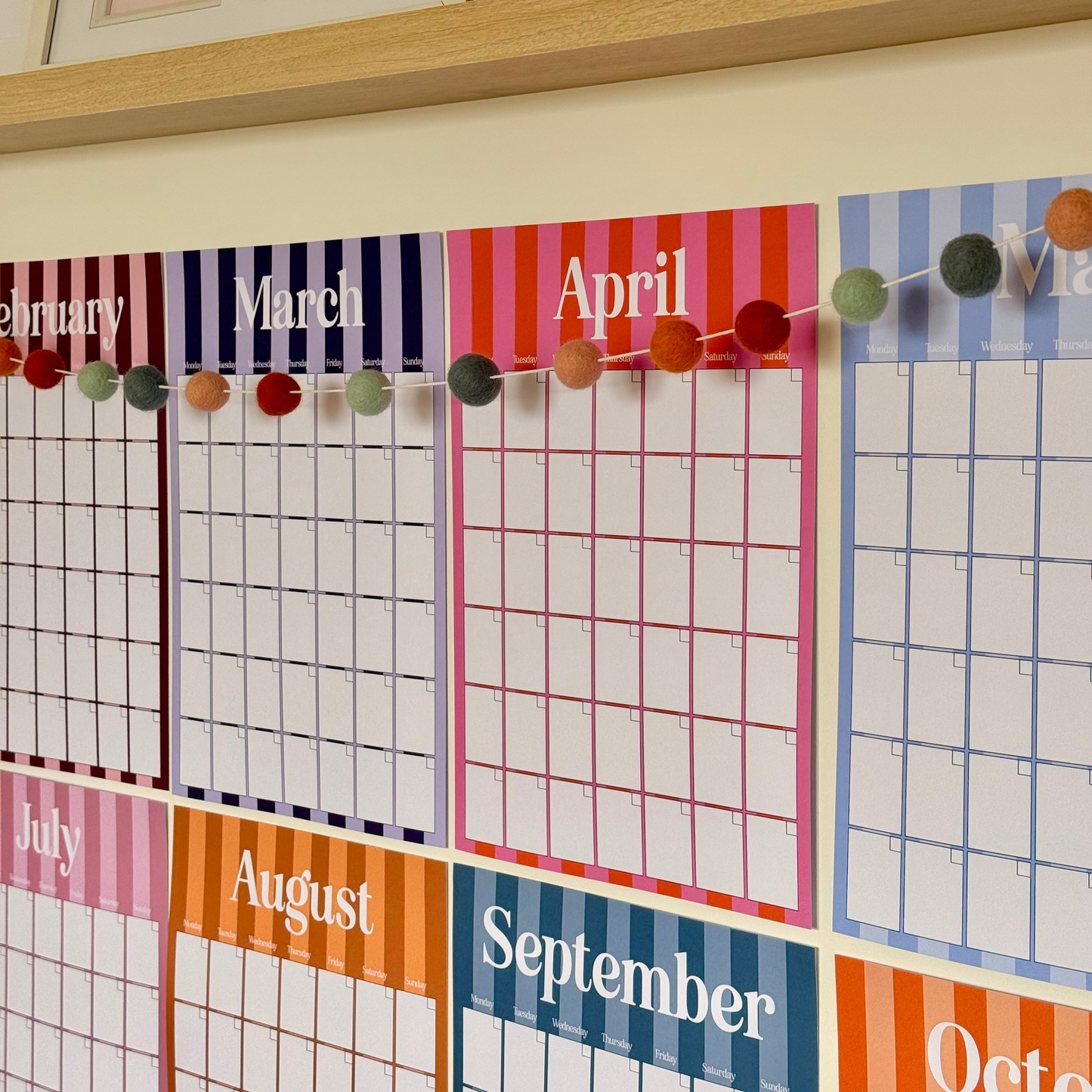 Stripe Monthly Undated Wall Planner