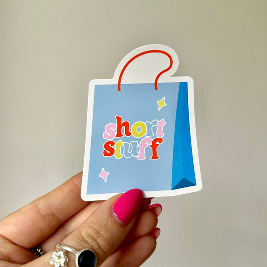 Short Stuff Shopping Bag Sticker