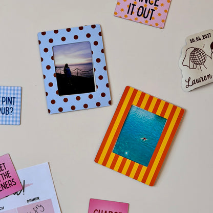 Orange & yellow stripe magnetic photo frame
