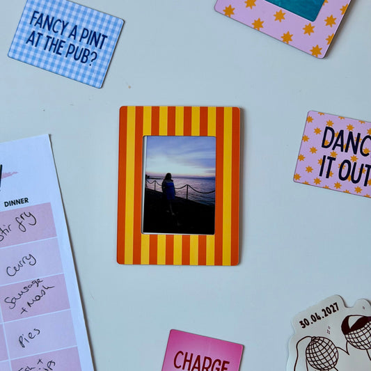 Orange & yellow stripe magnetic photo frame